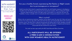 Are you a healthy female experiencing HOT FLUSHES or NIGHT SWEATS due to perimenopause or menopause?