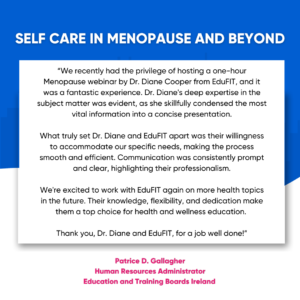 Testimonial – ‘Self Care in Menopause and Beyond’ presentation